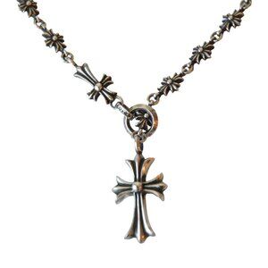 Chrome Hearts Tiny E Choke Chain With Tiny Fat Cross Necklace